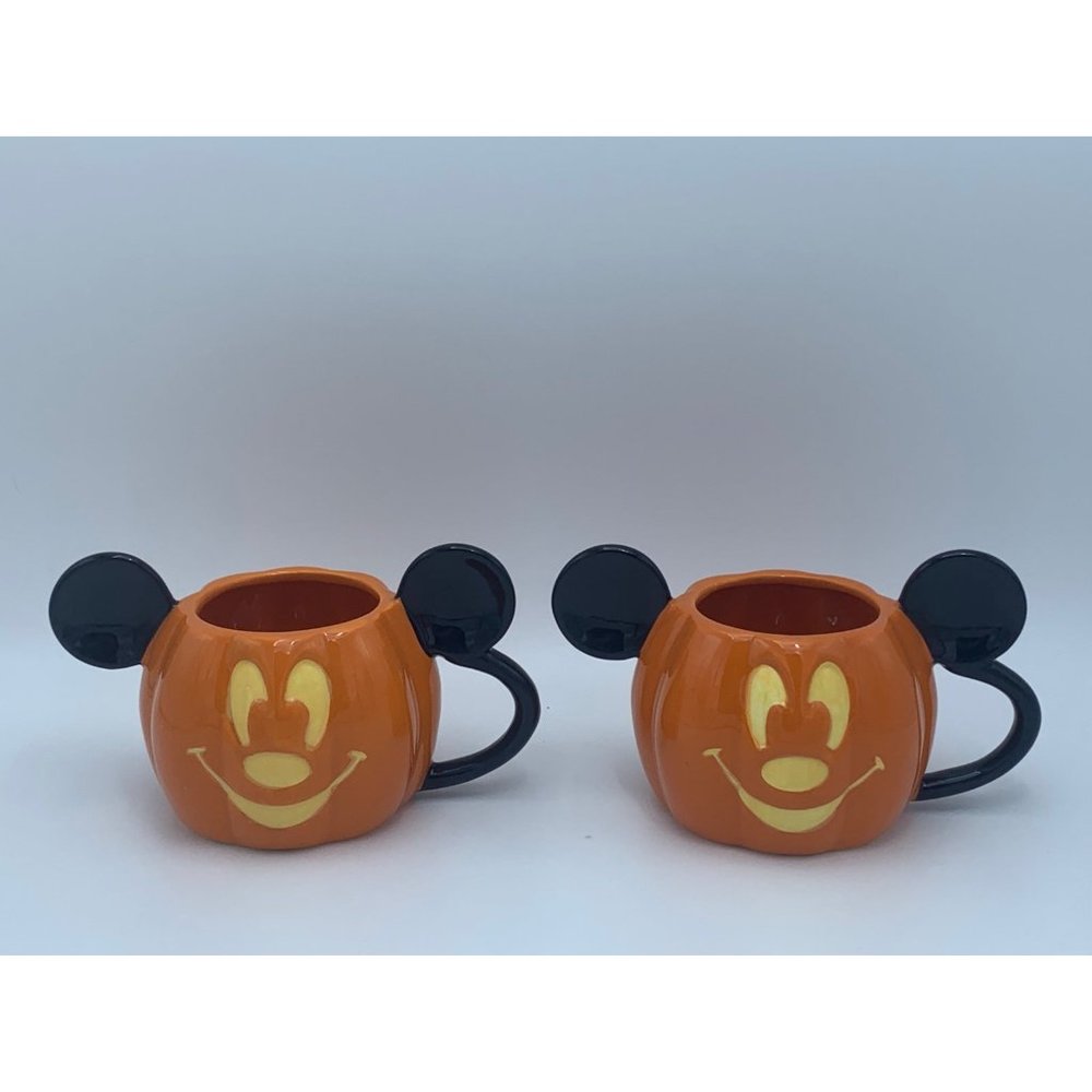 Disney Mickey Mouse Ceramic Pumpkin Mugs Set of 2 Mugs